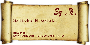 Szlivka Nikolett névjegykártya